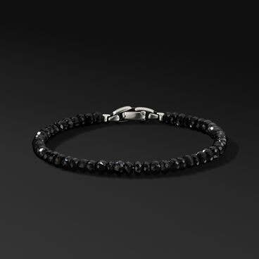 Spiritual Beads Faceted Bracelet in Sterling Silver with Black Spinel