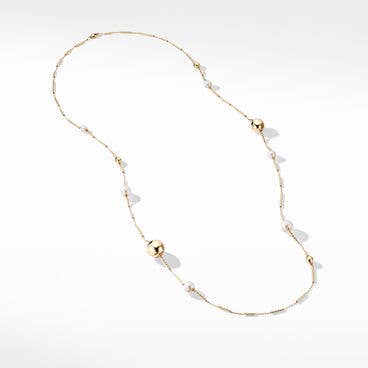 Solari Station Chain Necklace in 18K Yellow Gold with Pearls