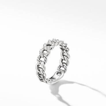 Belmont® Curb Link Band Ring with Pavé Diamonds