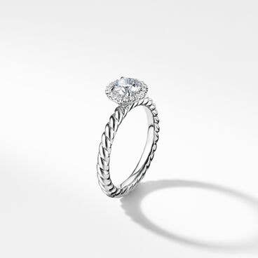 DY Cable Petite Halo Engagement Ring in Platinum, Round