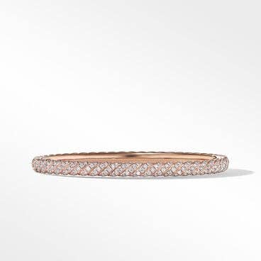 Sculpted Cable Bangle Bracelet in 18K Rose Gold with Diamonds