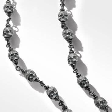 Memento Mori Skull Rosary Necklace in Sterling Silver, 9mm