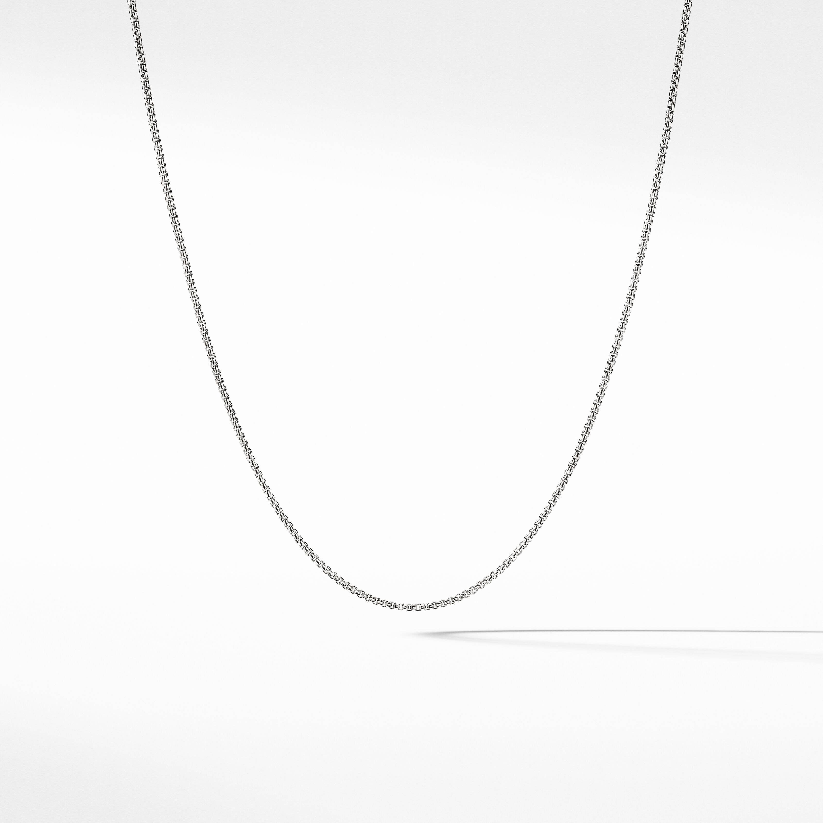 Box Chain Slider Necklace in 18K White Gold, 1.7mm