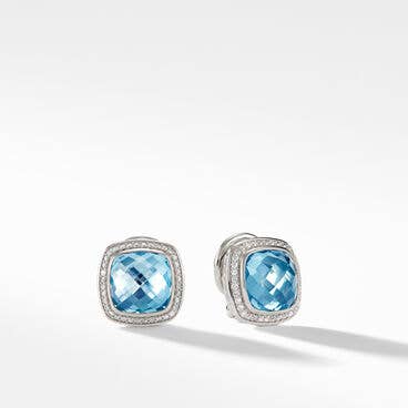 Albion® Stud Earrings with Blue Topaz and Pavé Diamonds