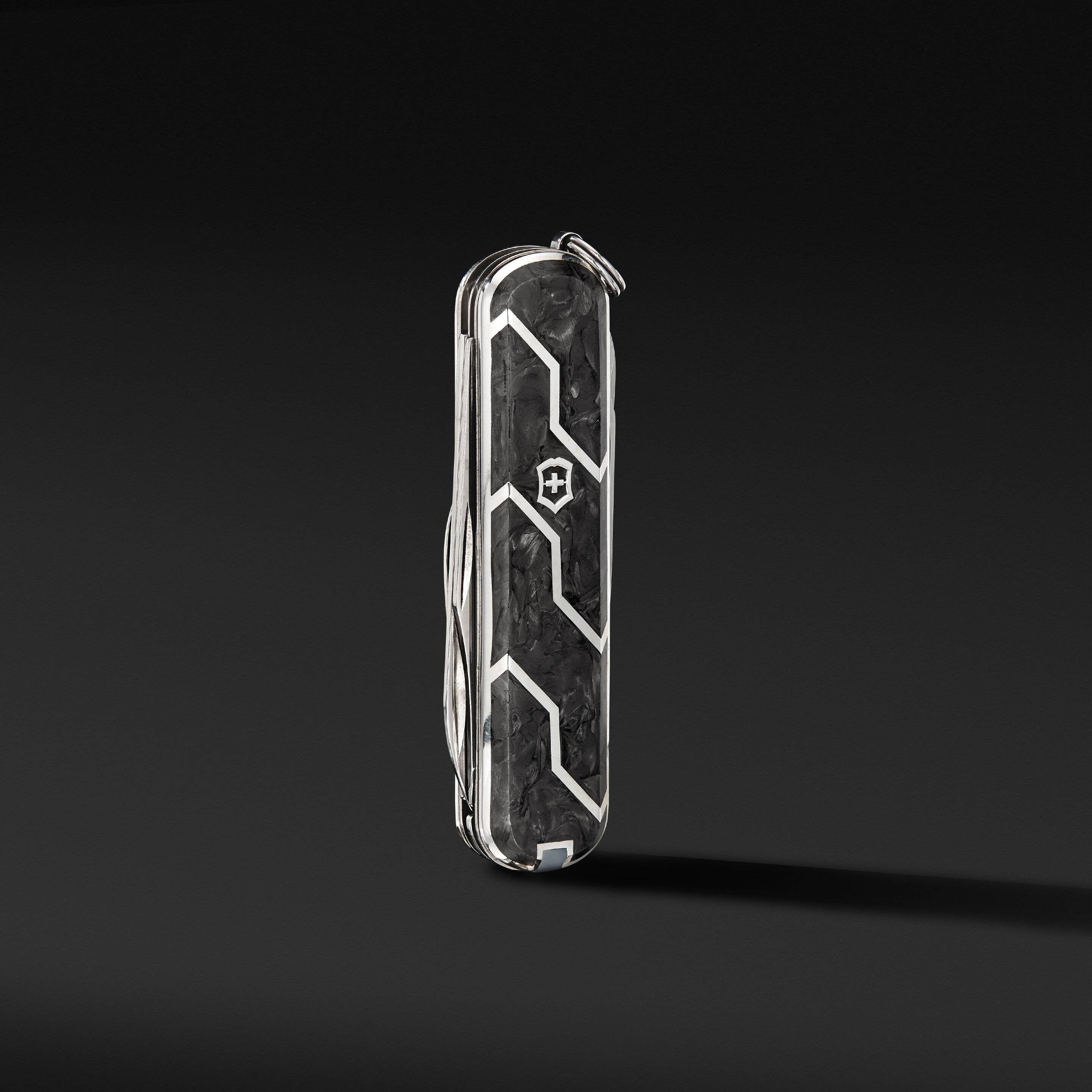 Forged Carbon Swiss Army® Knife in Sterling Silver