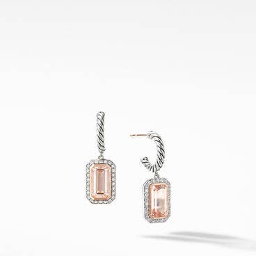 Novella Drop Earrings with Morganite, Pavé Diamonds and 18K Rose Gold