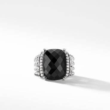 Wheaton® Ring in Sterling Silver with Black Onyx and Pavé Diamonds