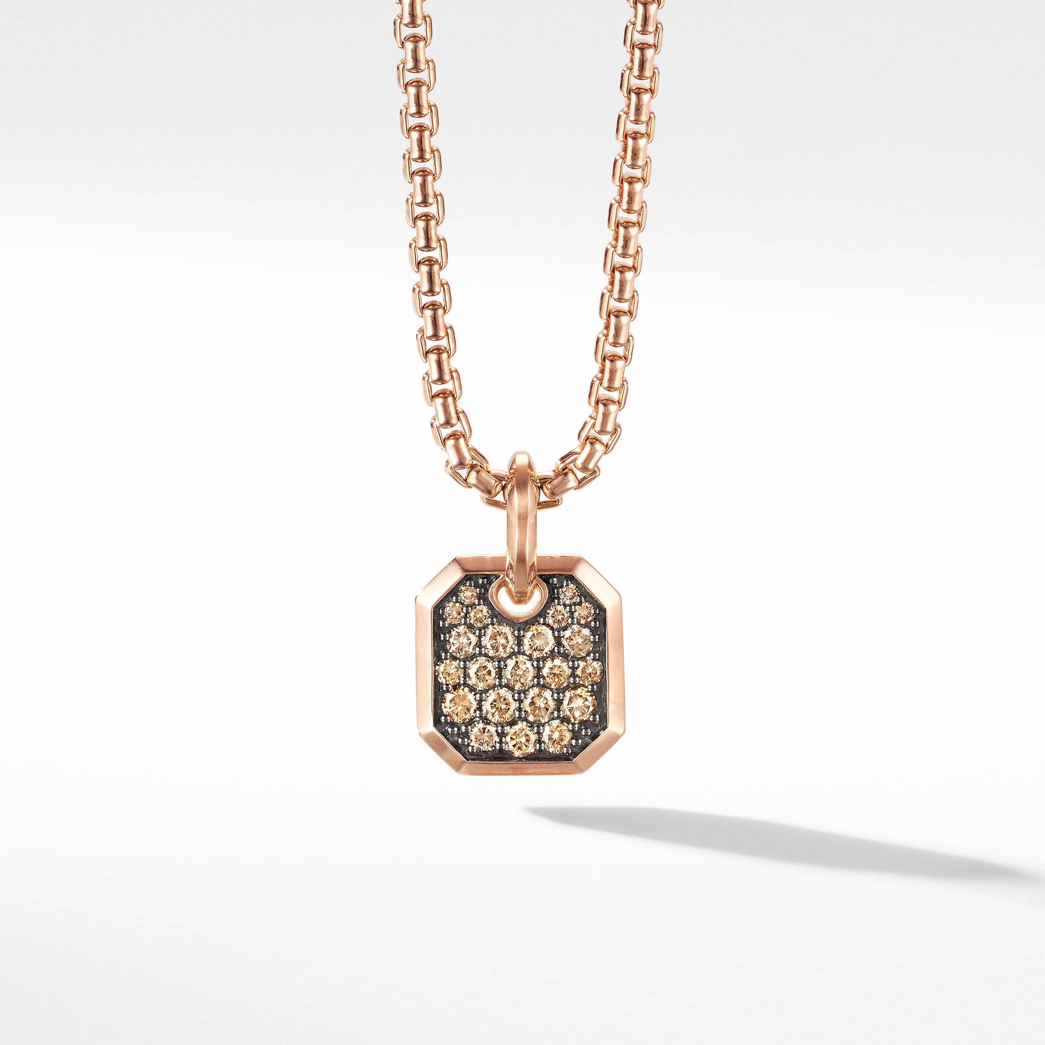 Roman Amulet in 18K Rose Gold with Pavé Cognac Diamonds