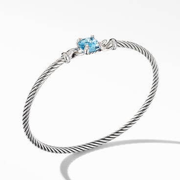 Chatelaine® Bracelet in Sterling Silver with Blue Topaz and Pavé Diamonds