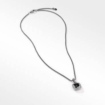 Petite Albion® Pendant Necklace in Sterling Silver with Black Onyx and Pavé Diamonds