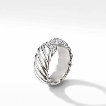 Sculpted Cable Ring with Diamonds, 10mm