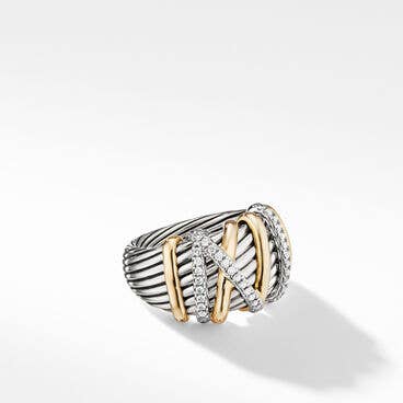 Helena Ring in Sterling Silver with 18K Gold and Pavé Diamonds