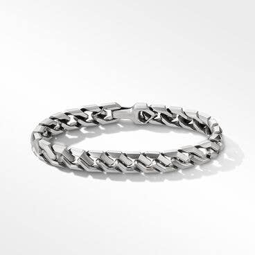 Curb Chain Angular Link Bracelet in Sterling Silver