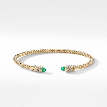 Petite Helena Color Bracelet in 18K Yellow Gold with Emeralds and Pavé Diamonds