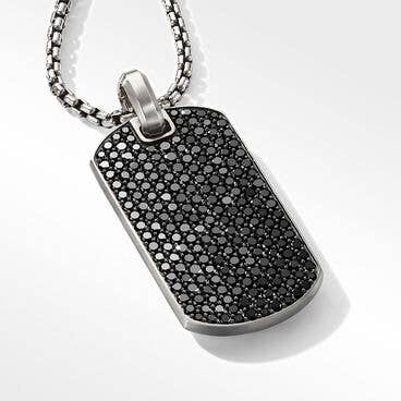 Streamline® Pavé Tag in Sterling Silver with Black Diamonds