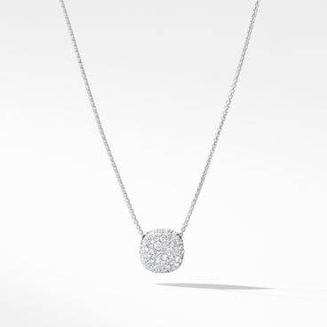 Pavé Cushion Pendant Necklace in 18K White Gold with Diamonds