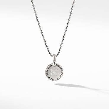 K Initial Charm Necklace in Sterling Silver with Pavé Diamonds