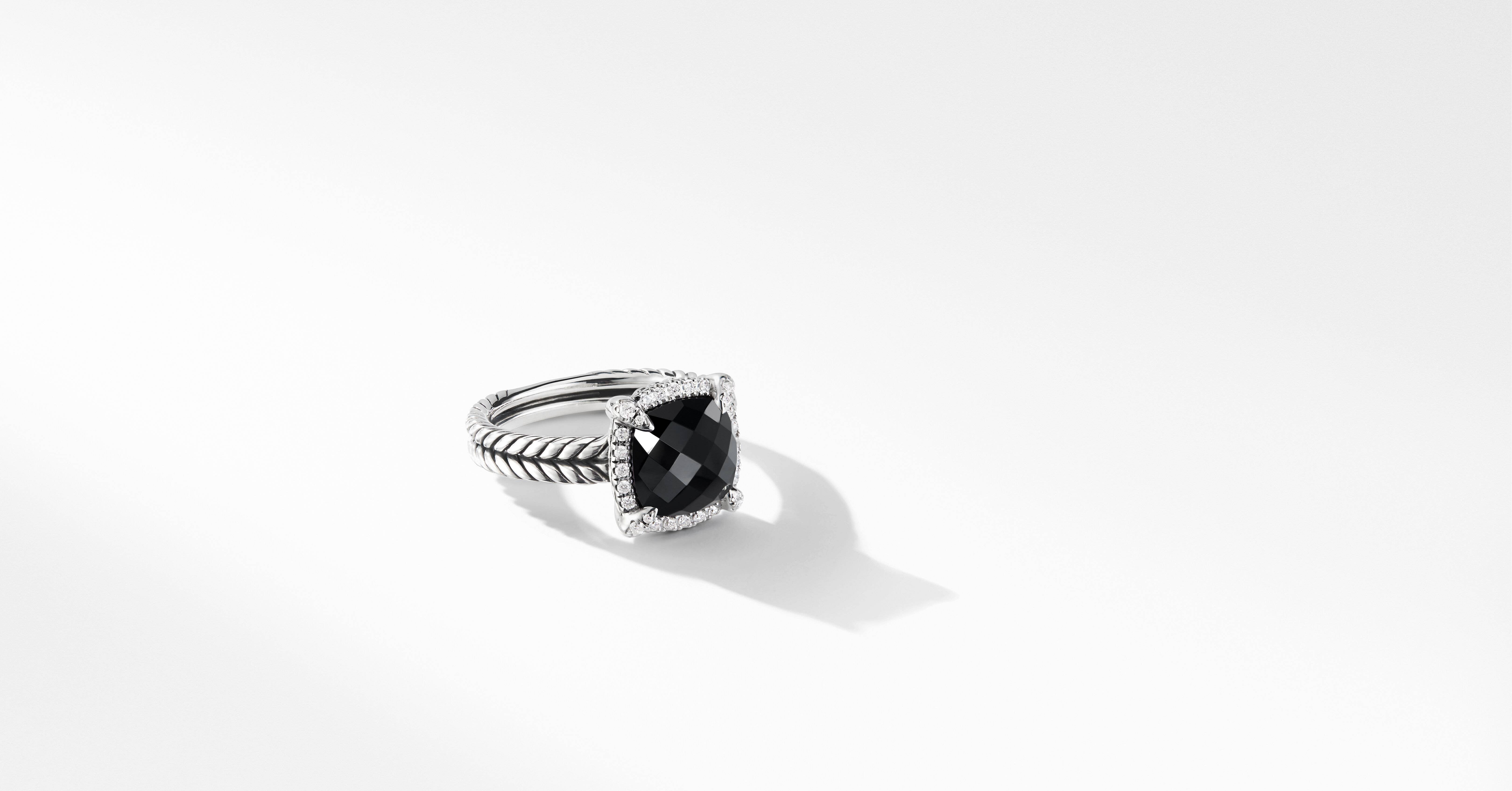 プチギフト デイビット・ユーマン レディース リング アクセサリー Chatelaine Pave Bezel Ring with Gemstone   Diamonds/9mm 通販