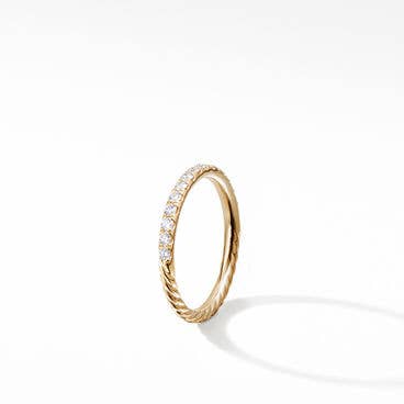 Cable Collectibles Stack Ring in 18K Yellow Gold with Pavé, 2mm