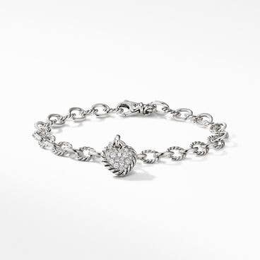 Cable Collectibles® Cookie Classic Heart Bracelet in Sterling Silver with Pavé Diamonds
