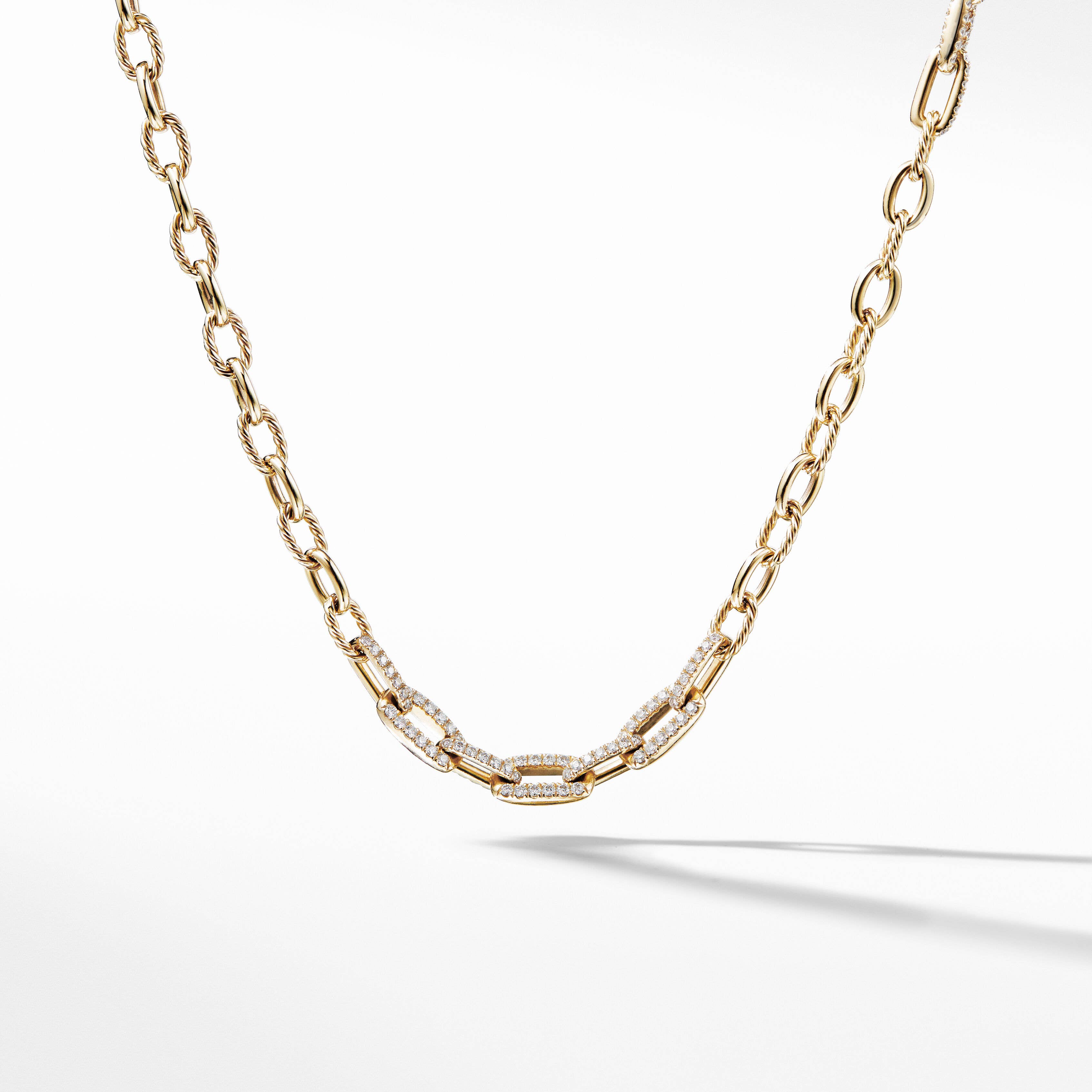 Stax Convertible Chain Necklace in 18K Yellow Gold with Pavé Diamonds