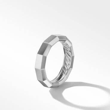Faceted Band Ring in 18K White Gold