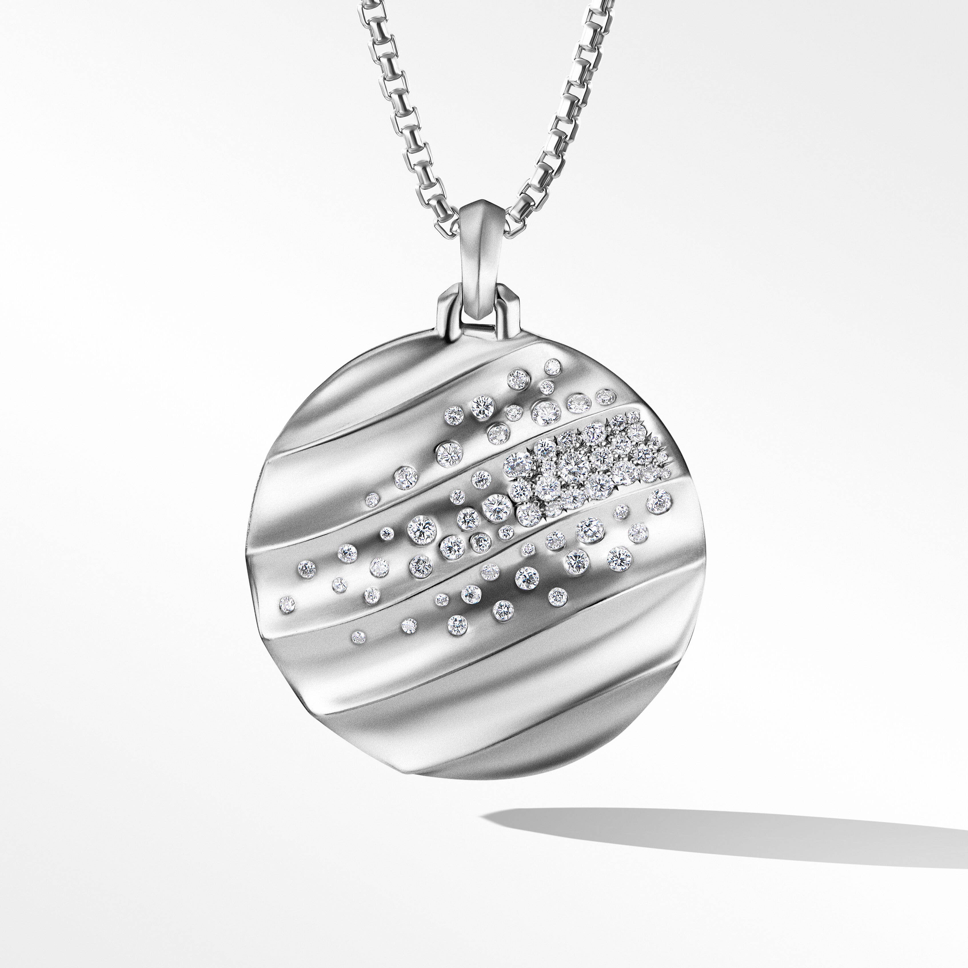 Cable Edge® Pendant in Sterling Silver with Pavé Diamonds