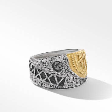 Shipwreck Cigar Band Ring in Sterling Silver with 18K Yellow Gold