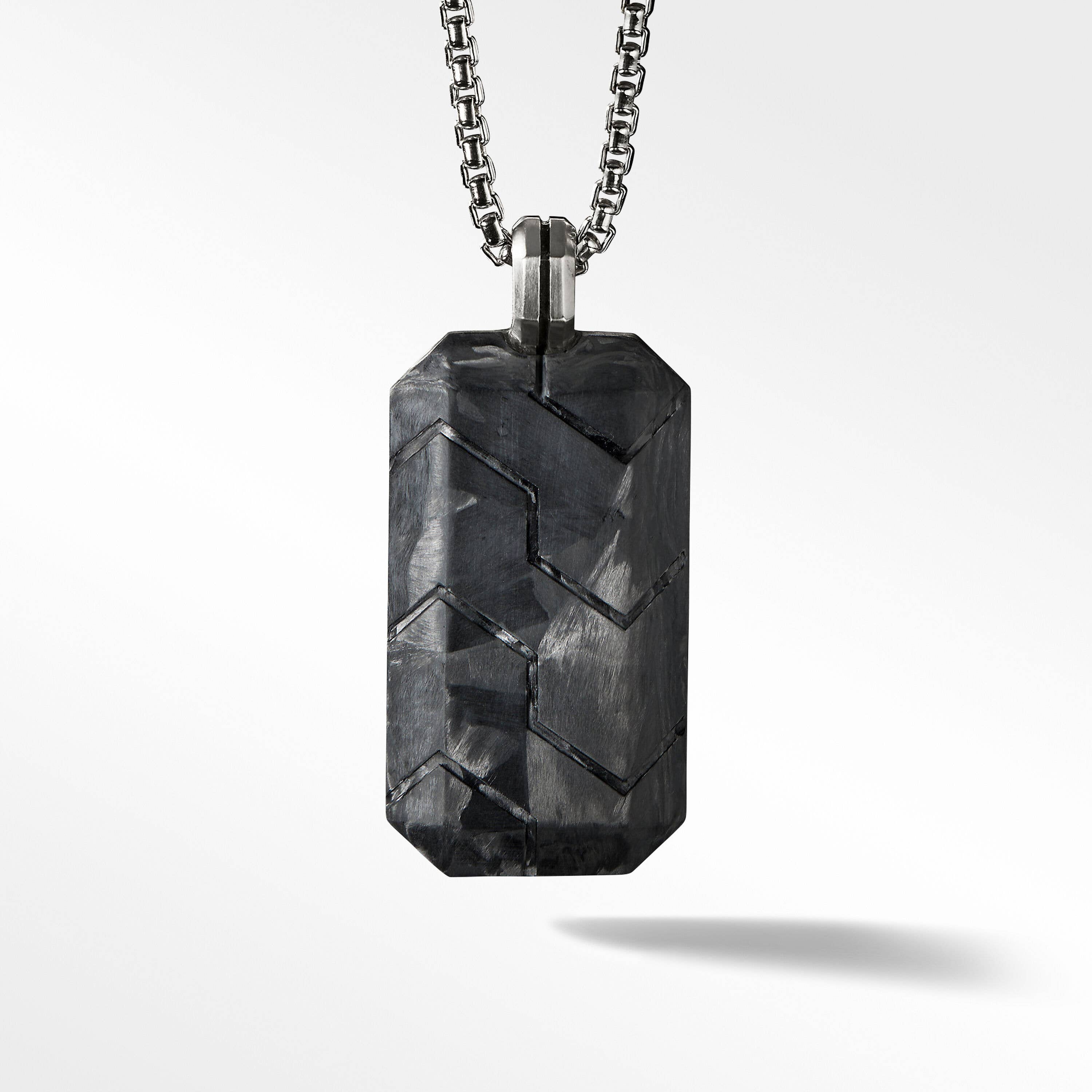 Forged Carbon Tag in Sterling Silver Forged Carbon Tag in Sterling Silver