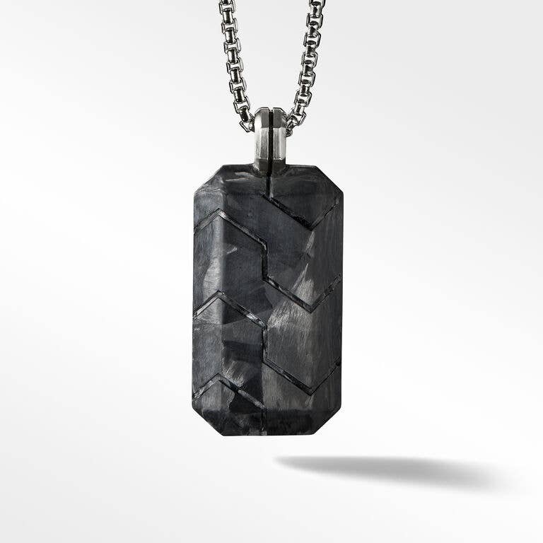 Forged Carbon Tag in Sterling Silver Forged Carbon Tag in Sterling Silver