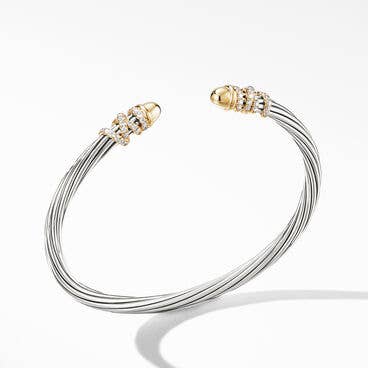 Helena Bracelet in Sterling Silver with 18K Yellow Gold Domes and Pavé Diamonds