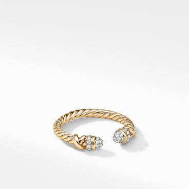 Petite Helena Open Ring in 18K Yellow Gold with Pavé Diamonds