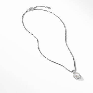 Albion® Pearl Pendant Necklace in Sterling Silver with Pavé Diamonds