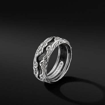 Waves Forged Carbon Band Ring