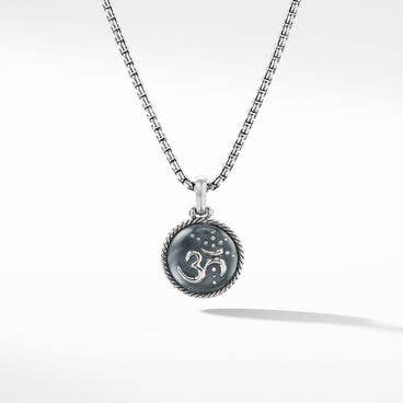 Om Amulet in Sterling Silver with Diamonds