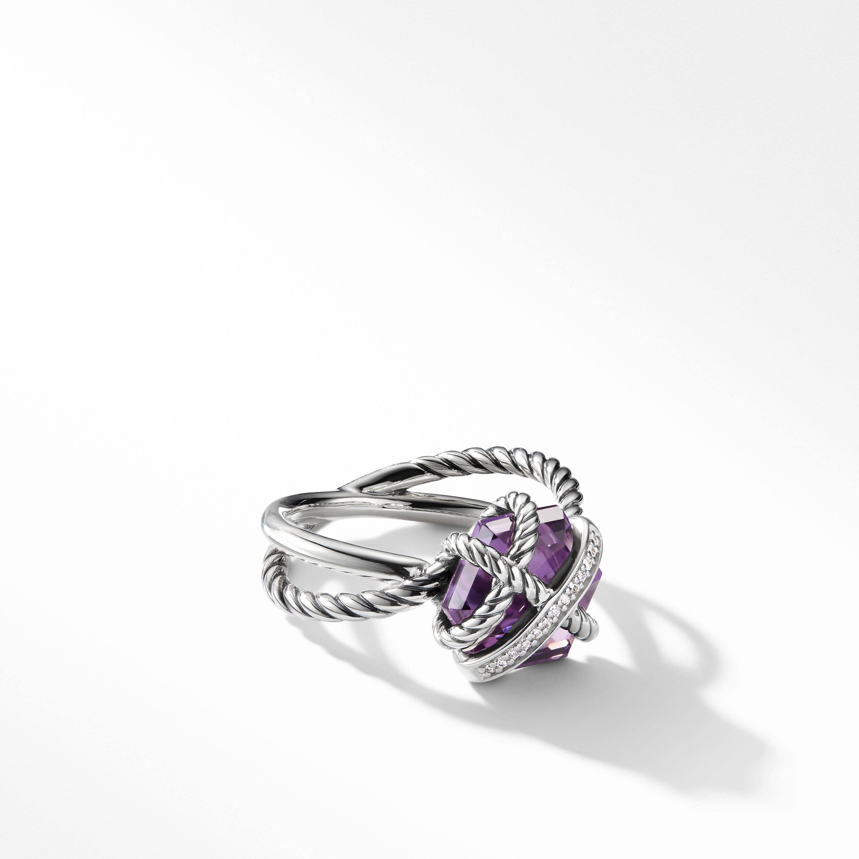 Cable Wrap Ring with Amethyst and Pavé Diamonds