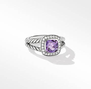 Petite Albion® Ring with Amethyst and Pavé Diamonds