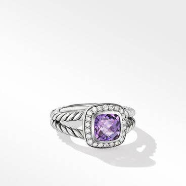 Petite Albion® Ring with Amethyst and Pavé Diamonds