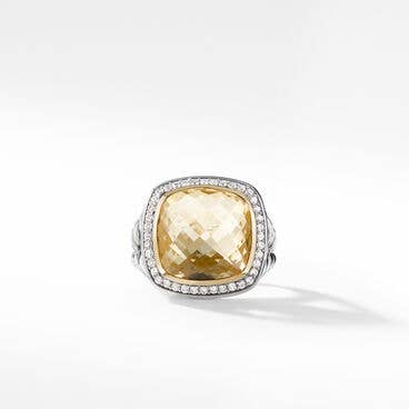 Albion® Ring with Champagne Citrine, 18K Yellow Gold and Pavé Diamonds