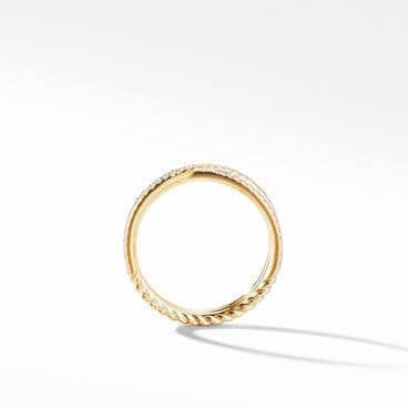 DY Crossover Micro Pavé Band Ring in 18K Yellow Gold, 3.14mm