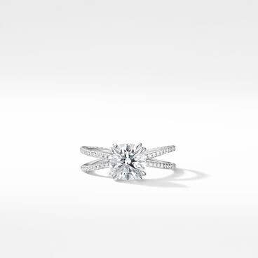 DY Crossover® Micro Pavé Engagement Ring in Platinum, Cushion