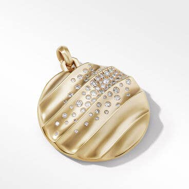 Cable Edge® Pendant in 18K Yellow Gold with Pavé Diamonds