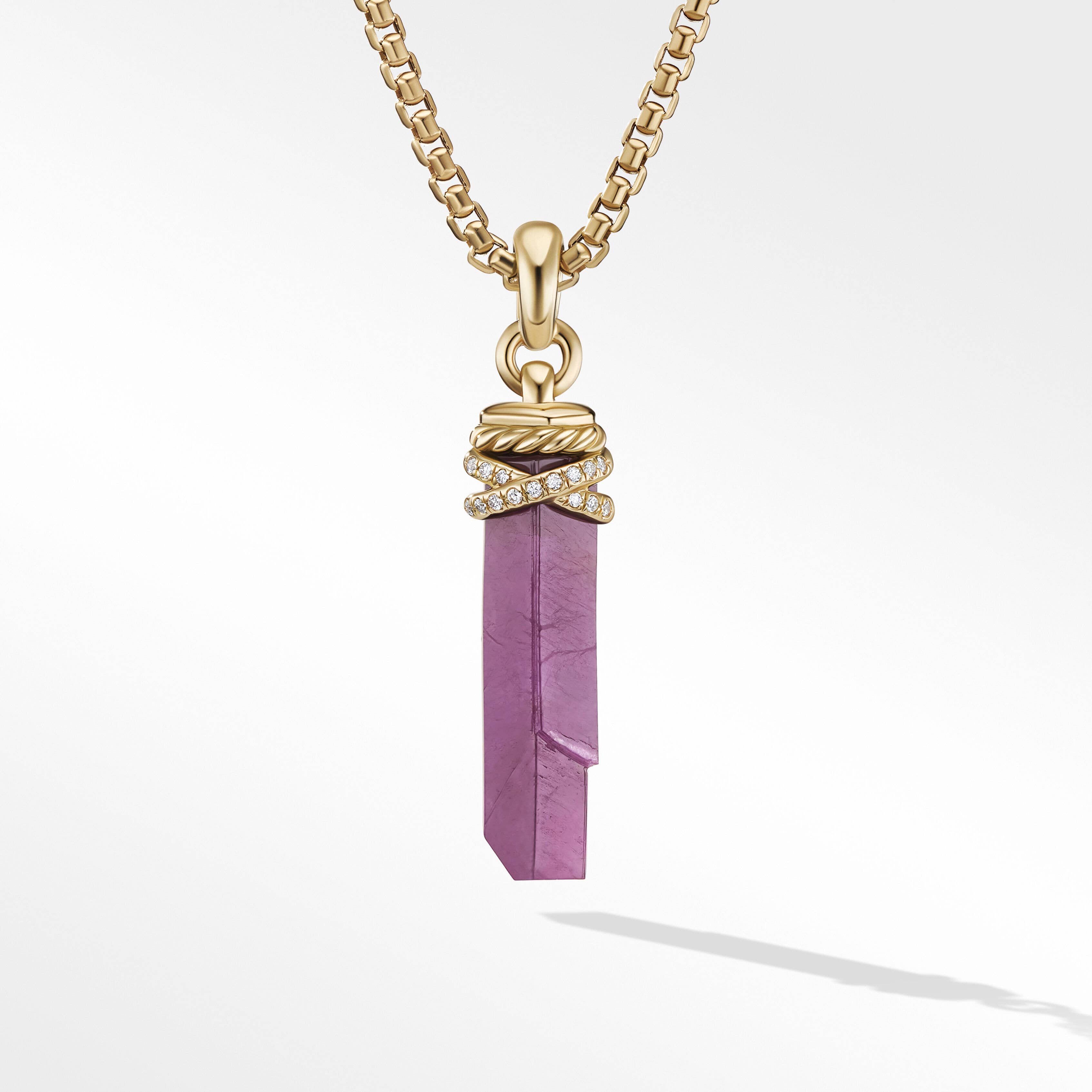 Wrapped Crystal Amulet with 18K Yellow Gold and Diamonds, 46mm
