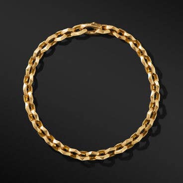 Torqued Faceted Chain Link Bracelet in 18K Yellow Gold