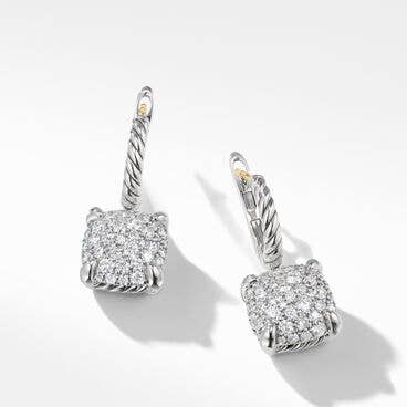 Chatelaine® Drop Earrings in Sterling Silver with Pavé Diamonds
