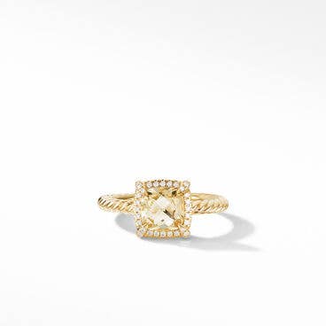 Petite Chatelaine® Pavé Bezel Ring in 18K Yellow Gold with Champagne Citrine and Diamonds