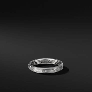 Beveled Band Ring in Grey Titanium with Meteorite