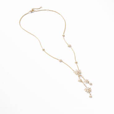 Starburst Cluster Necklace in 18K Yellow Gold with Full Pavé Diamonds