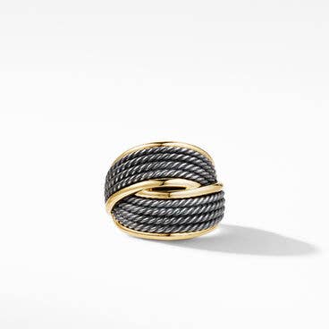 DY Origami Ring in Blackened Silver with 18K Yellow Gold