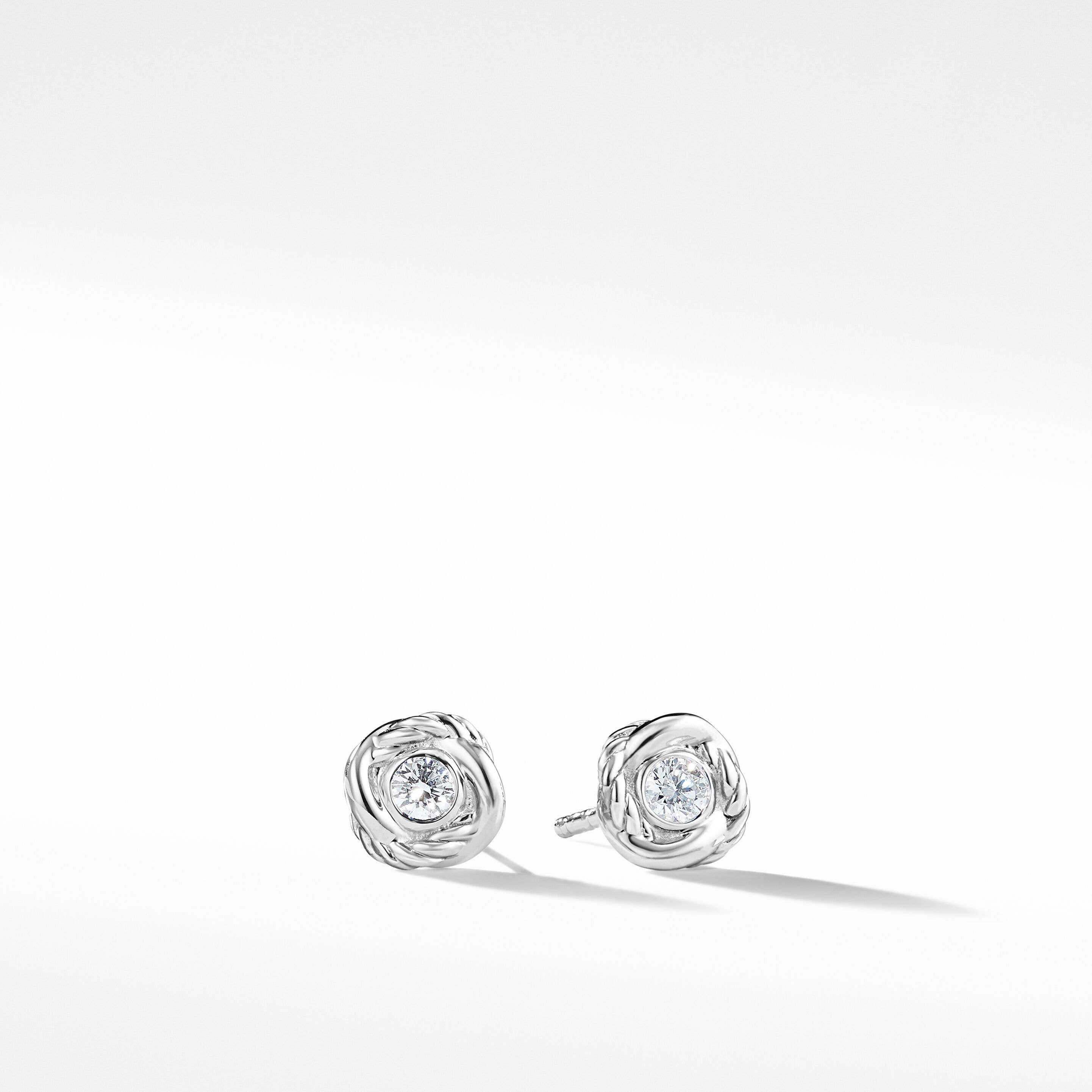 Crossover Infinity Stud Earrings in 18K White Gold with Diamonds